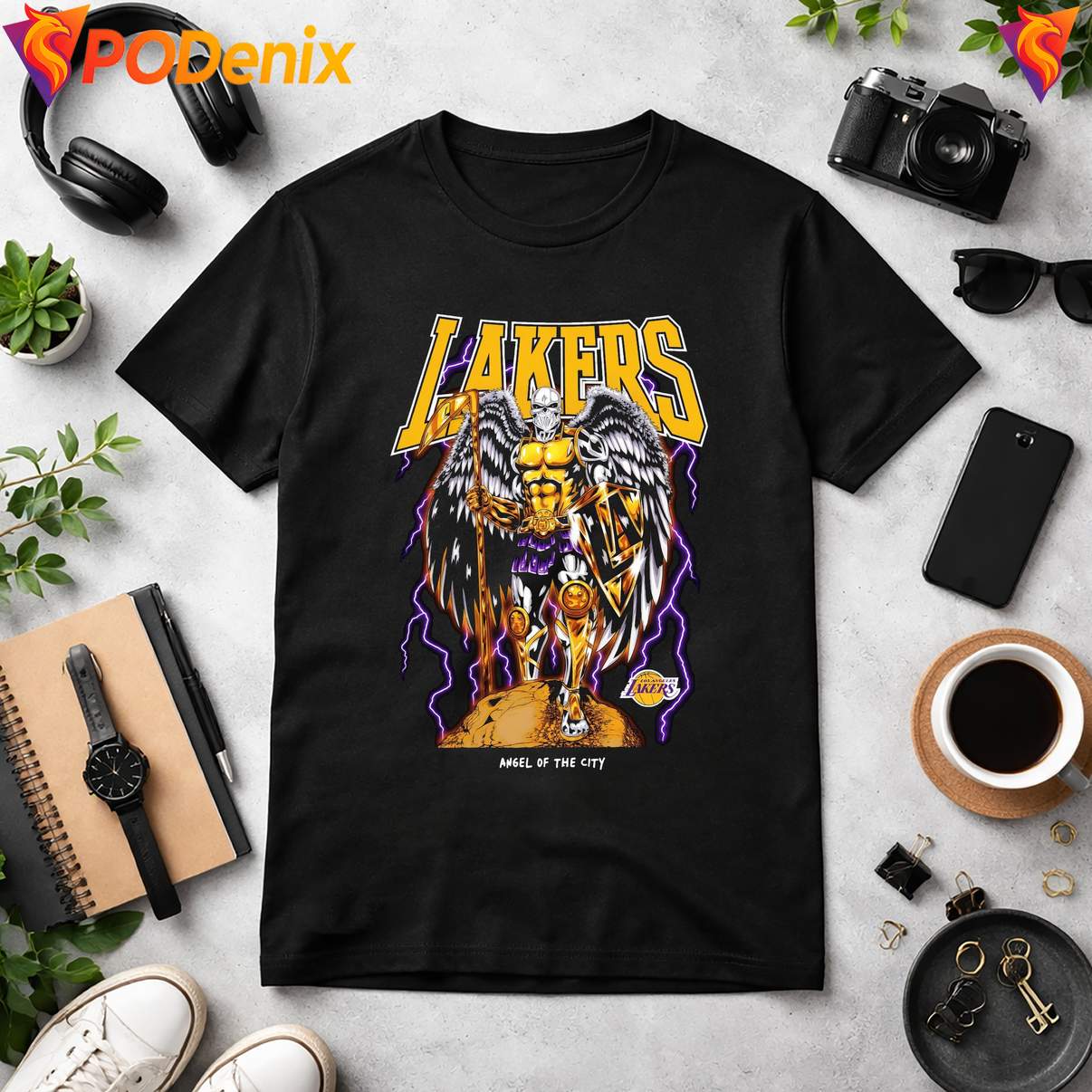 Los Angeles Lakers Warren Lotas Shirt Angel Of The City Basketball Fan Mens