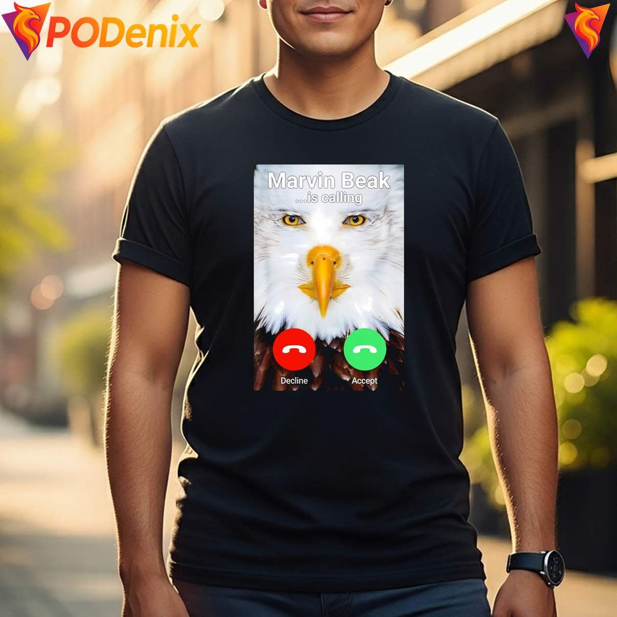 Marvin Beak Is Calling Funny Shirt Decline Accept Humor Graphic Design Mens