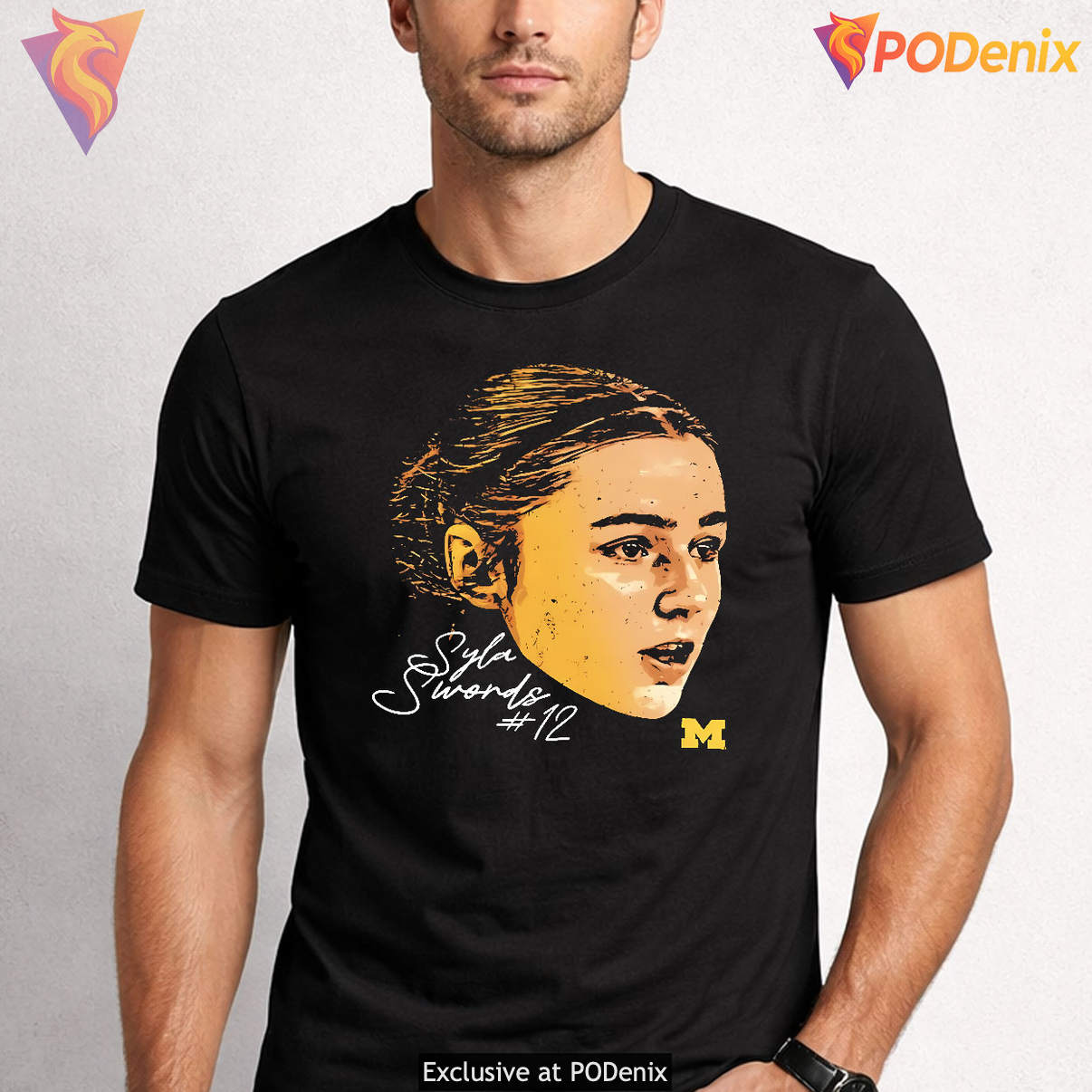Michigan Wolverines Syla Swords Shirt Game Face Signature Basketball Graphic