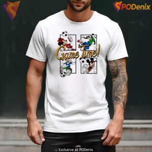 Mickey And Friends Game Time Shirt Retro Cartoon Baseball Fan Graphic For Mens