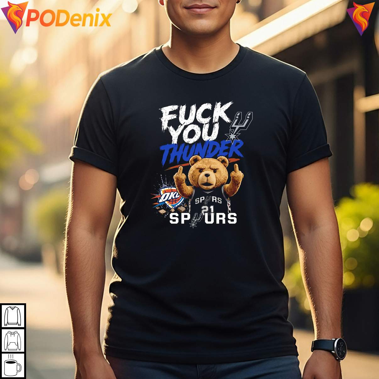 Middle Finger Teddy Bear Spurs T-Shirt Fck You Thunder Basketball Graphic Men Middle Finger Teddy Bear Spurs T-Shirt Fck You Thunder Basketball Graphic Men
