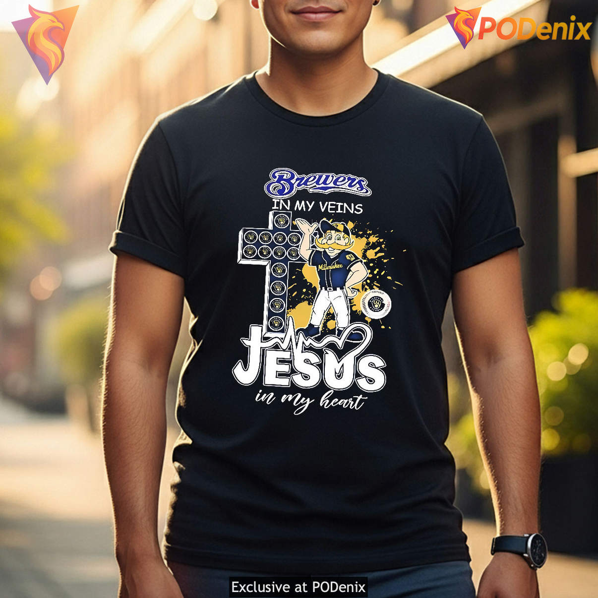 Milwaukee Brewers In My Veins Tshirt 2026 Jesus In My Heart Mascot Graphic Milwaukee Brewers In My Veins Tshirt 2026 Jesus In My Heart Mascot Graphic