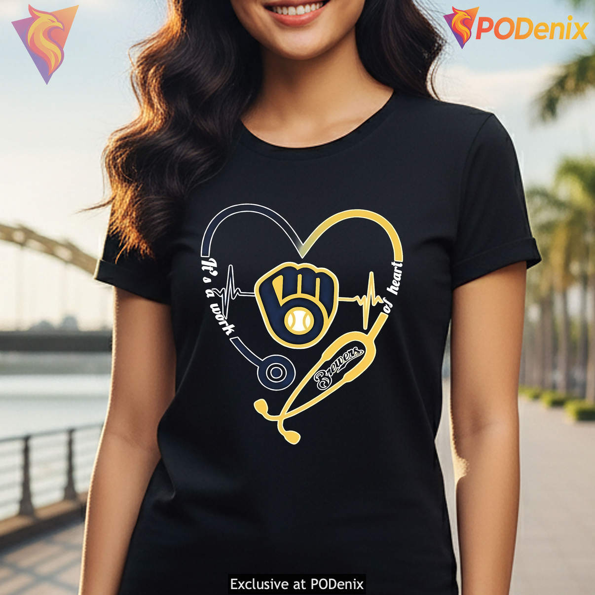 Milwaukee Brewers Stethoscope Fan Shirt Heartbeat Work Of Heart Graphic