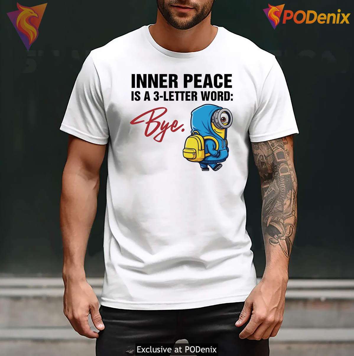 Minion Inner Peace Is A 3 Letter Tshirt Word Bye Funny Cartoon Graphic For Men Minion Inner Peace Is A 3 Letter Tshirt Word Bye Funny Cartoon Graphic For Men