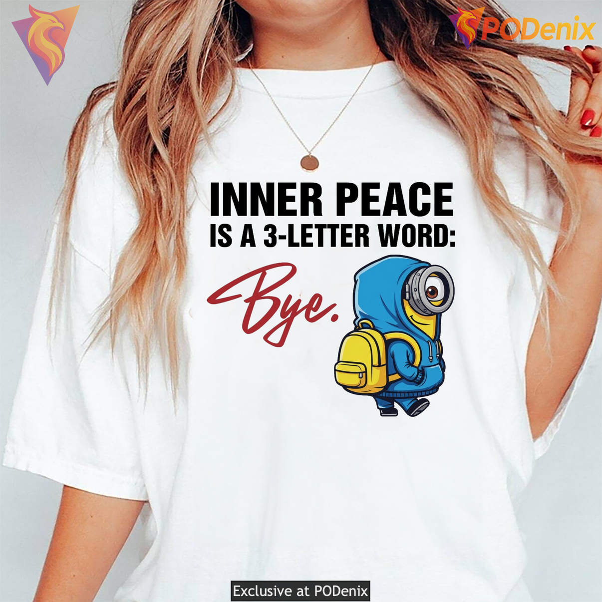 Minion Inner Peace Is A 3 Letter Tee Word Bye Funny Cartoon Graphic For Men Minion Inner Peace Is A 3 Letter Tee Word Bye Funny Cartoon Graphic For Men
