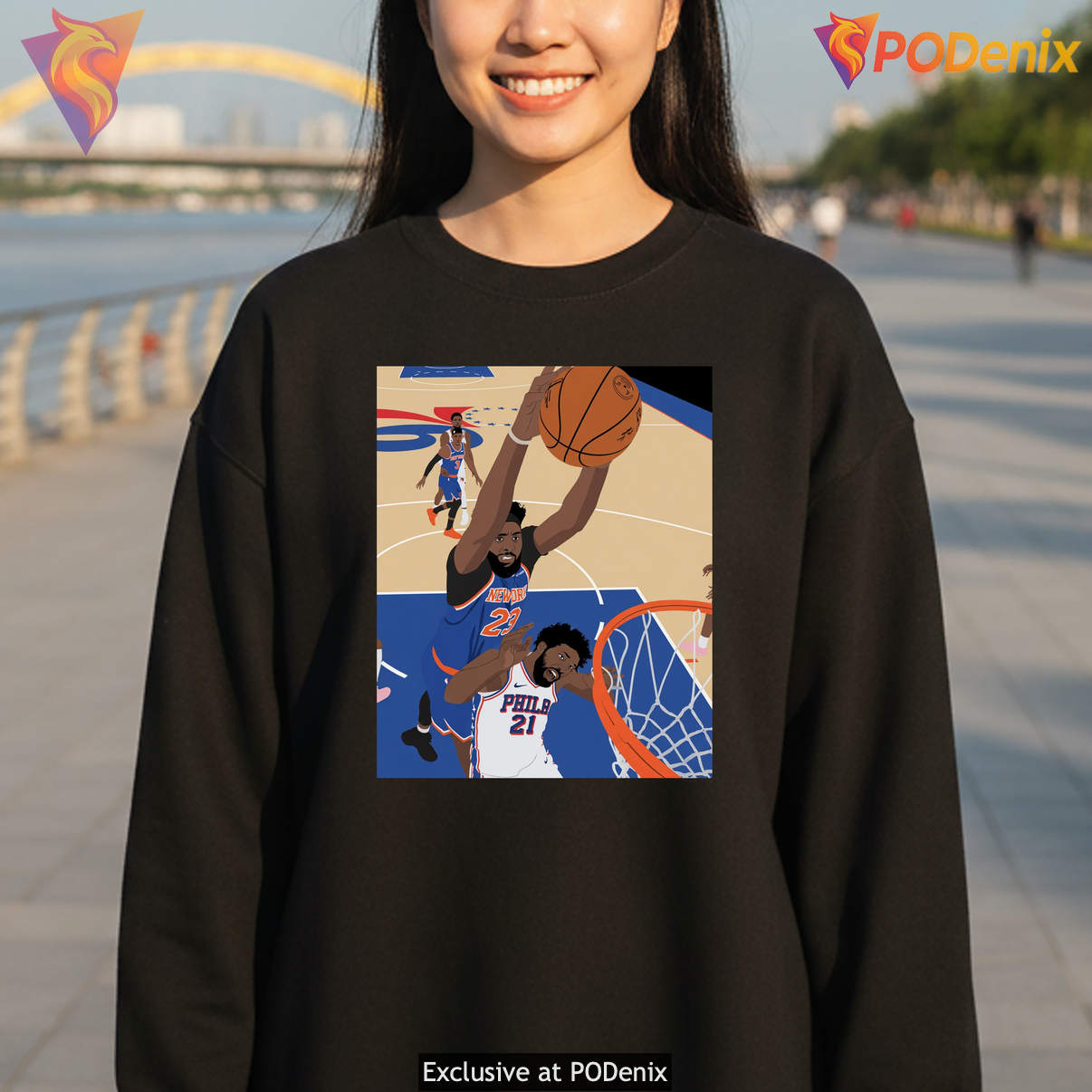 Mitchell Robinson Dunks Shirt On Joel Embiid Basketball Fan Graphic For Men