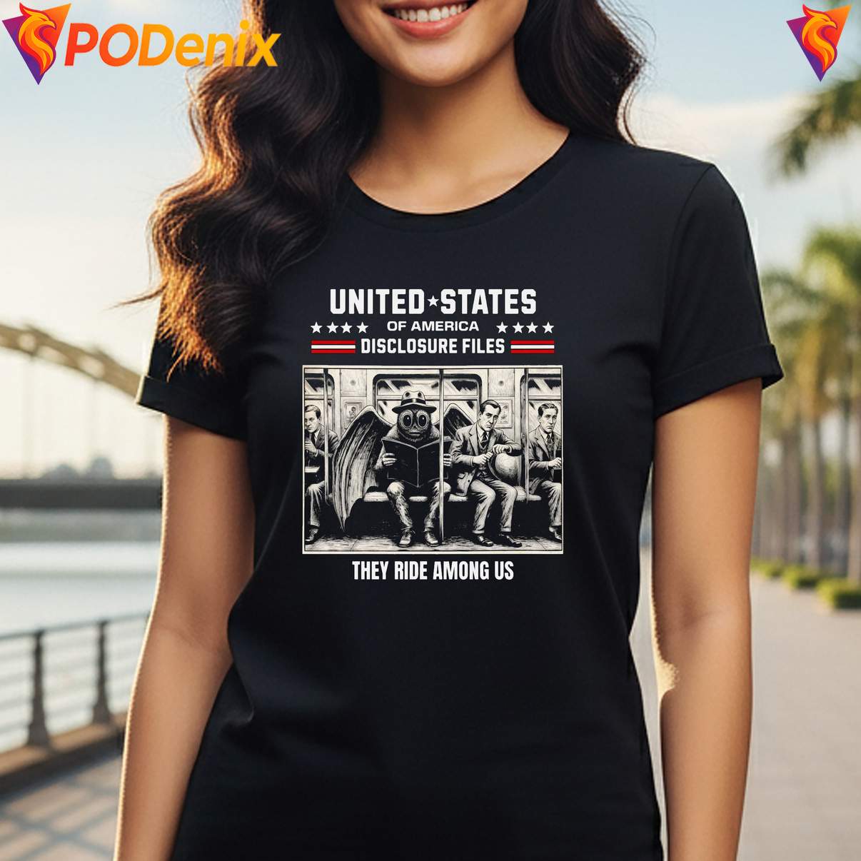 Mothman United States Files Shirt Disclosure They Ride Among Us Funny Meme Mens