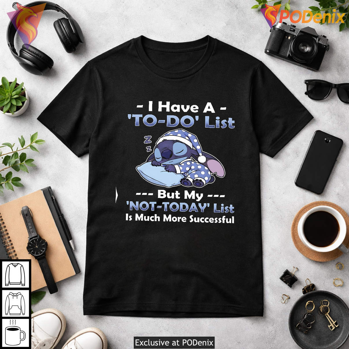 My Not Today List Is Successful Stitch Funny Graphic Humor Fan Casual Shirt
