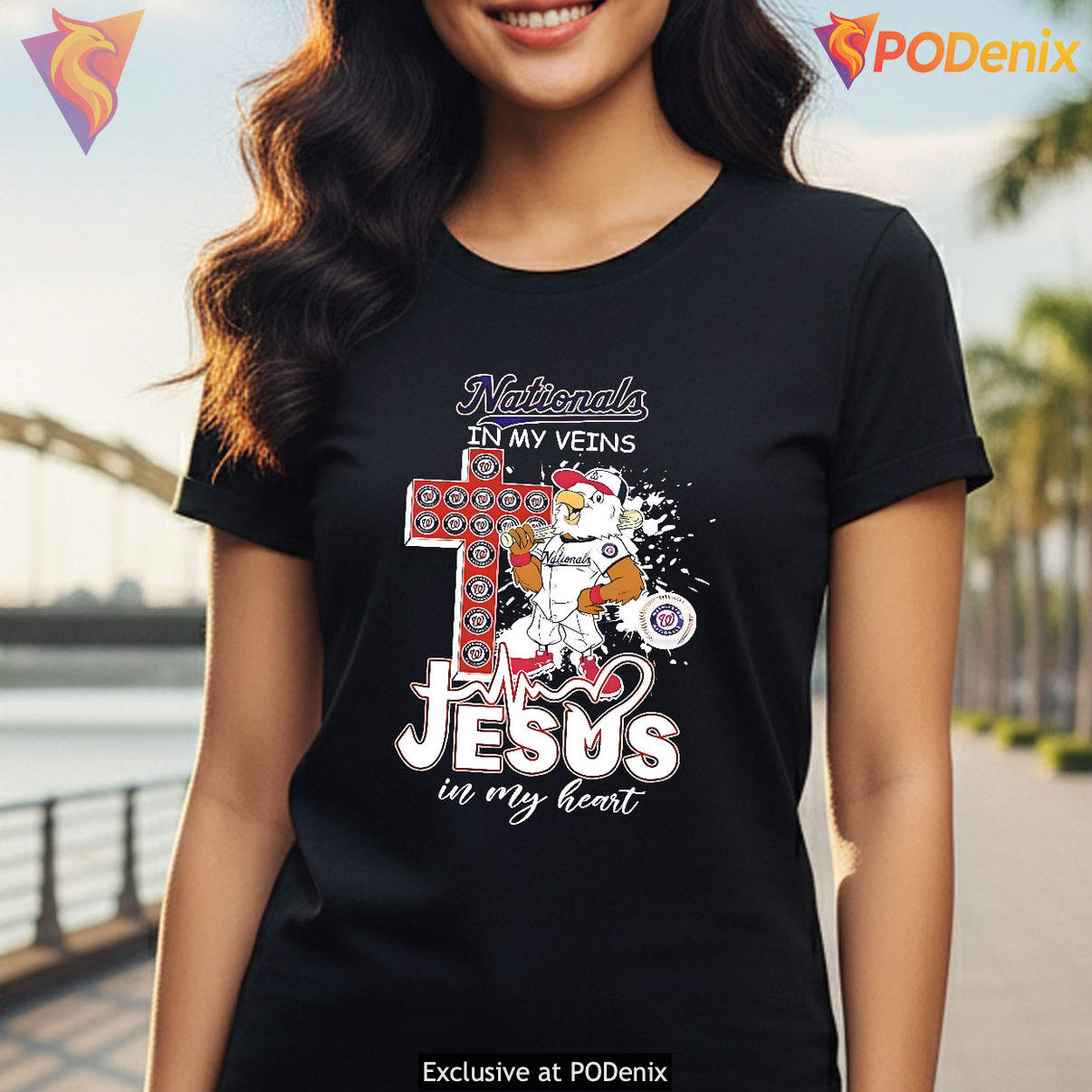 Nationals Jesus In My Heart Shirt 2026 Mascot In My Veins Baseball Graphic