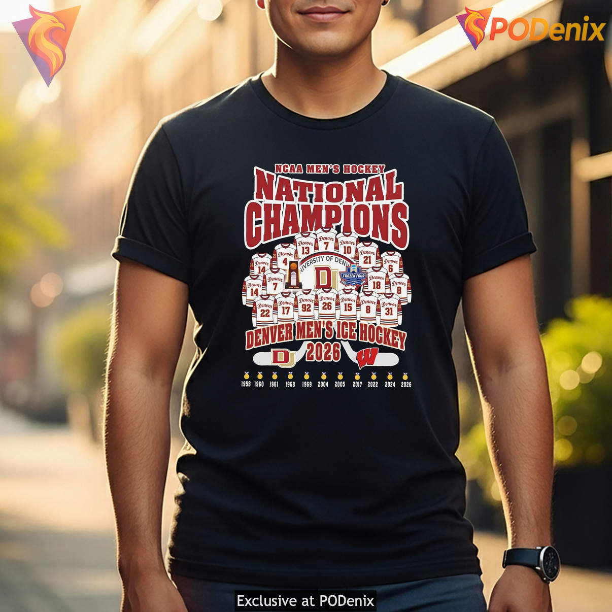 NCAA Denver Pioneers 2026 Shirt Mens Ice Hockey National Champions Fan Graphic