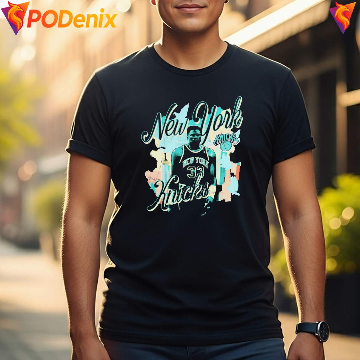 New York Knicks Patrick Ewing Shirt In The City Basketball Fan Graphic Mens