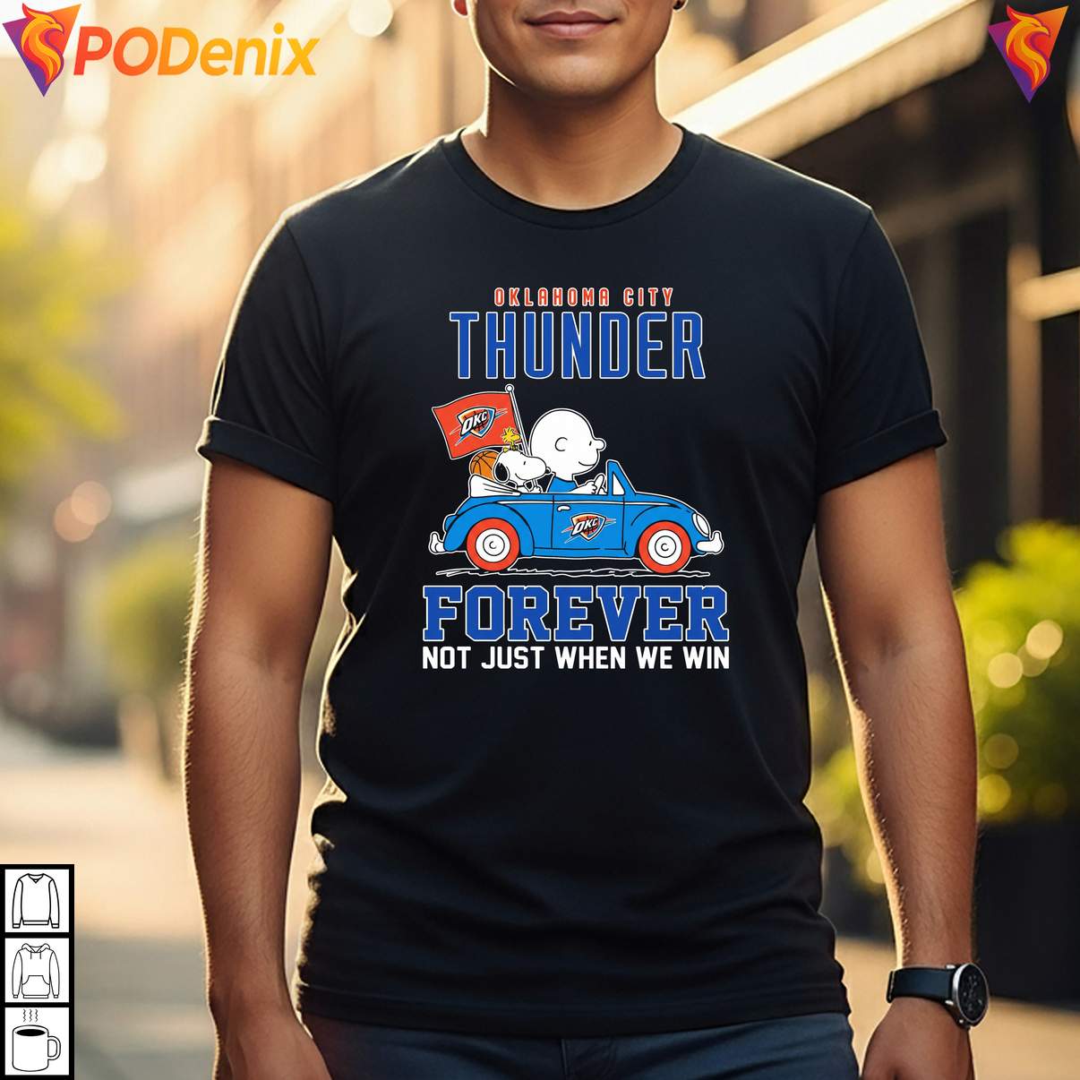 Not Just When We Win Thunder Shirt Peanuts Snoopy Charlie Brown Driving Mens
