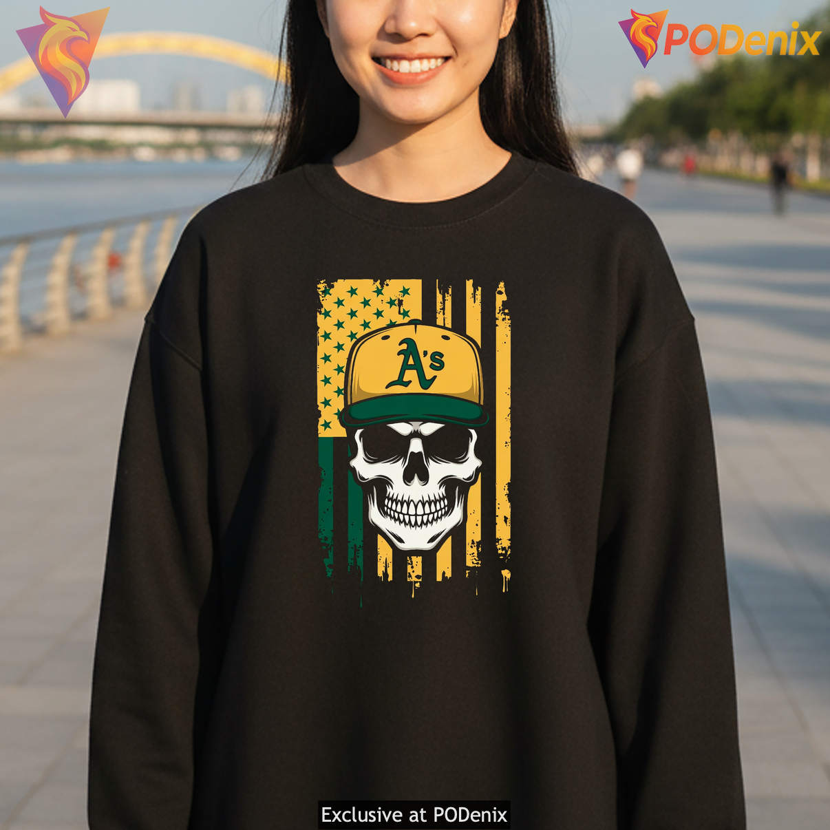 Oakland Athletics Skull Hat Shirt Hip Hop US Flag Baseball Fan Graphic Art