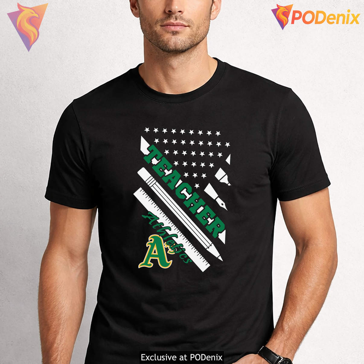 Oakland Athletics Teacher Shirt Baseball Logo US Flag Fan Graphic For Lovers