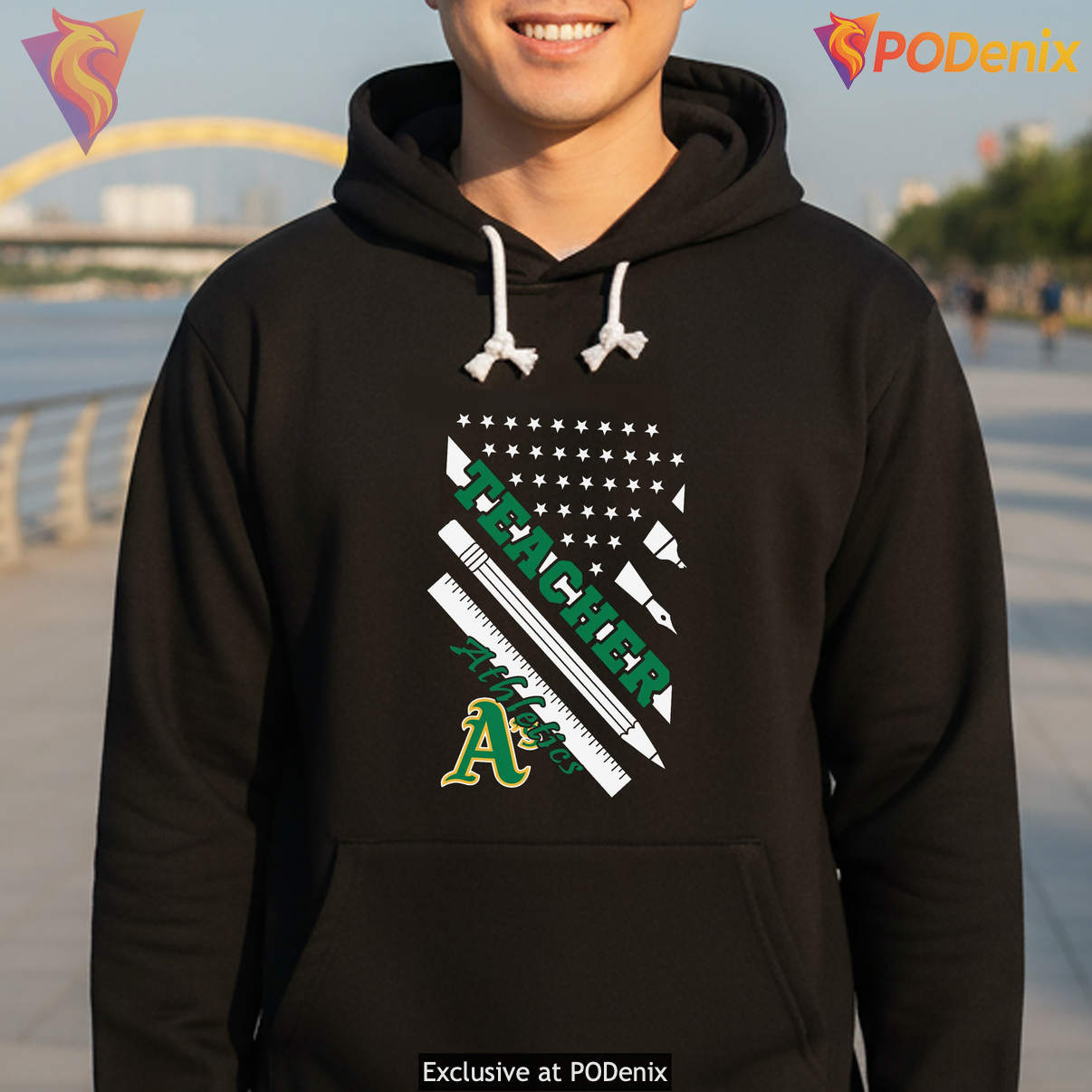 Oakland Athletics Teacher T-Shirt Baseball Logo US Flag Fan Graphic For Lovers Oakland Athletics Teacher T-Shirt Baseball Logo US Flag Fan Graphic For Lovers