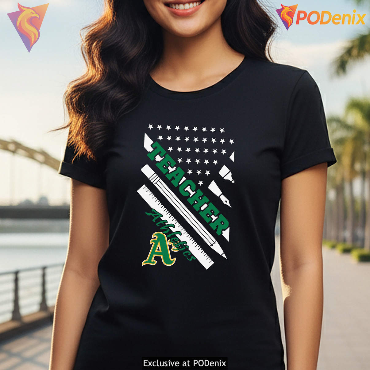 Oakland Athletics Teacher Tshirt Baseball Logo US Flag Fan Graphic For Lovers Oakland Athletics Teacher Tshirt Baseball Logo US Flag Fan Graphic For Lovers
