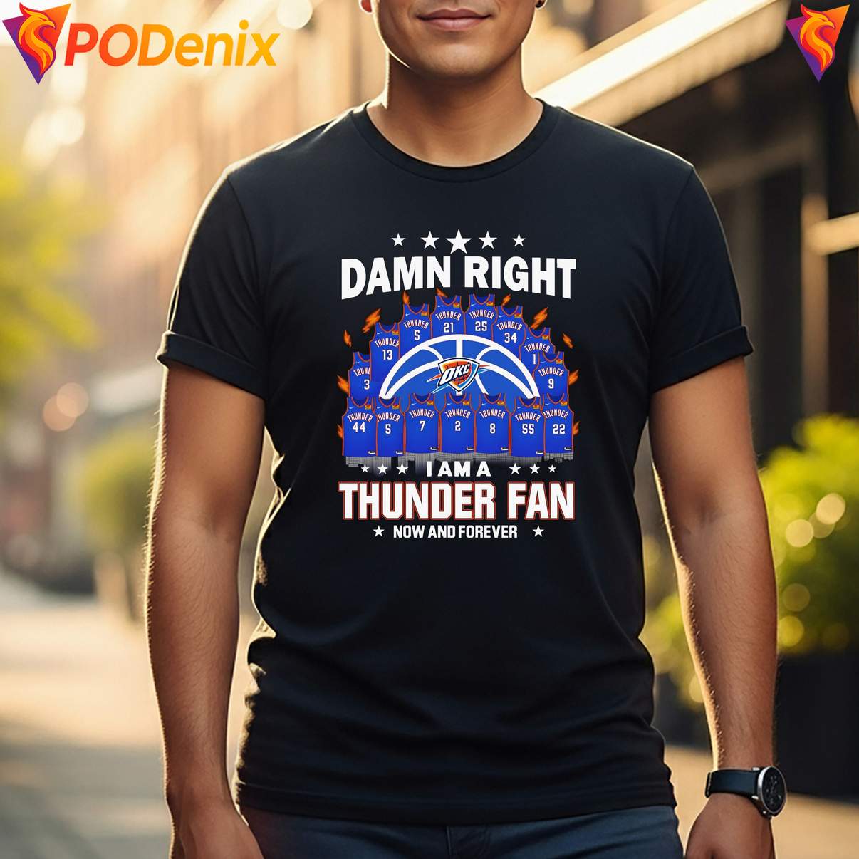 Oklahoma City Thunder Fan Shirt Damn Right Now And Forever Basketball Graphic
