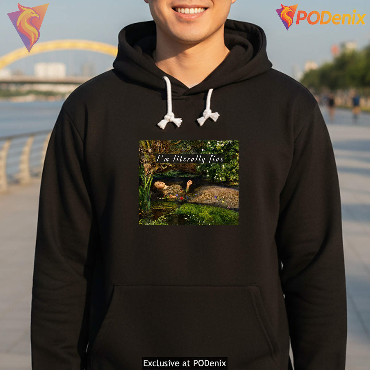 Ophelia Painting Meme T-Shirt Im Literally Fine Sarcastic Art Humor Graphic Ophelia Painting Meme T-Shirt Im Literally Fine Sarcastic Art Humor Graphic