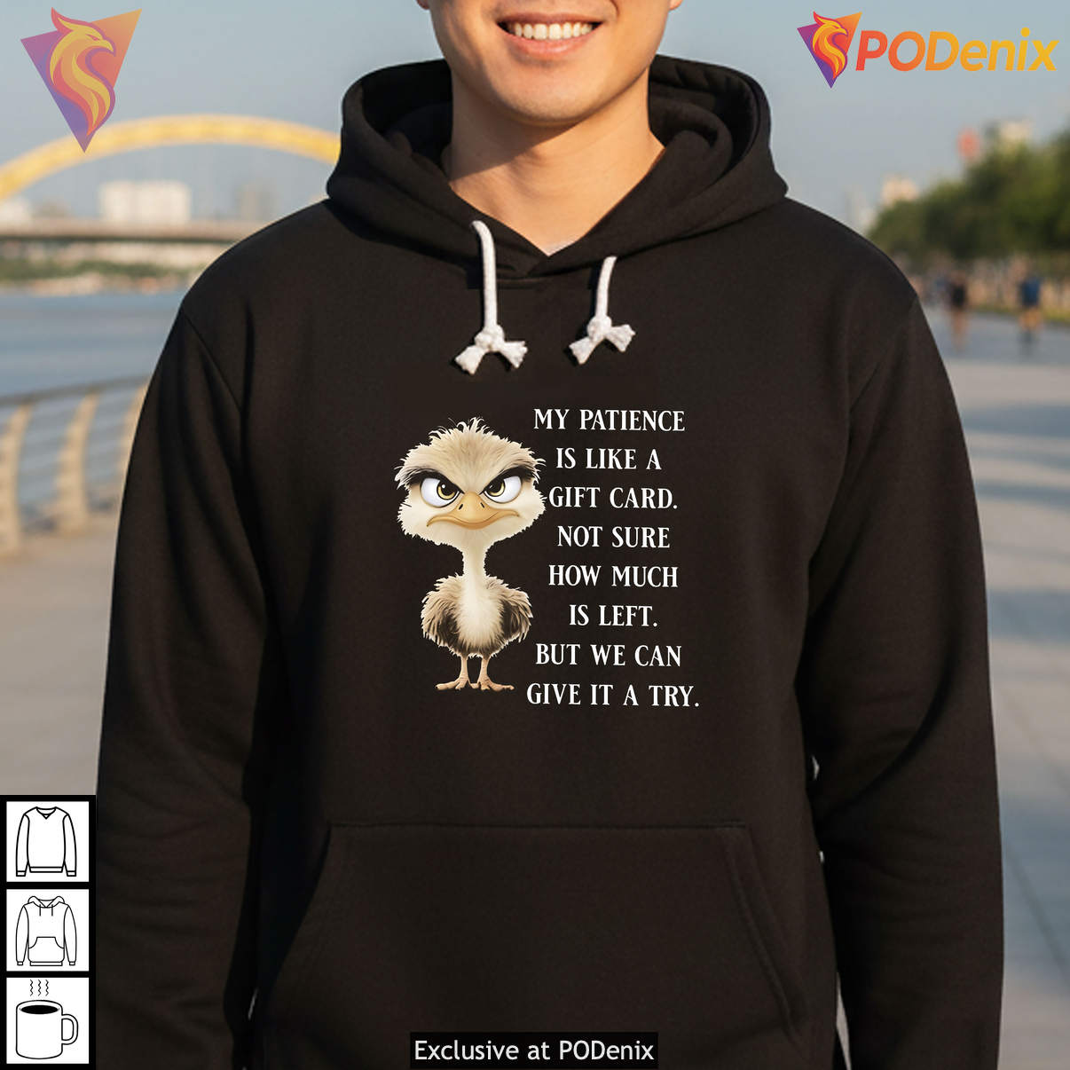 Ostrich My Patience Is Like Gift Card Funny Meme Graphic Casual Humor Shirt