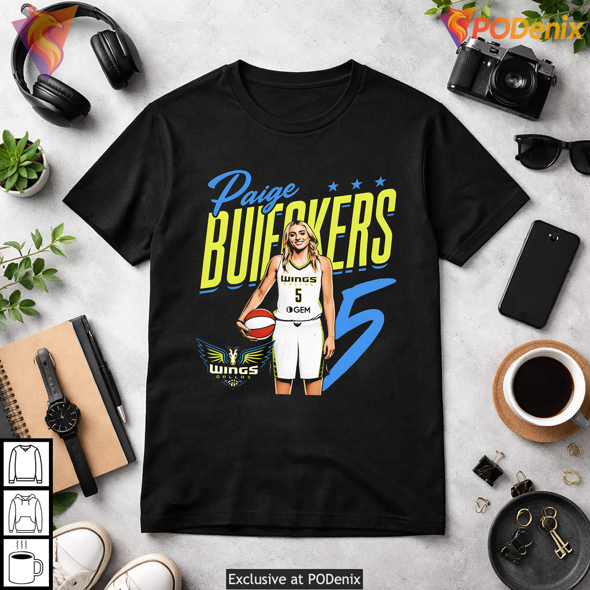 Paige Bueckers Number 5 Dallas Wings Basketball Sports Fan Shirt Apparel