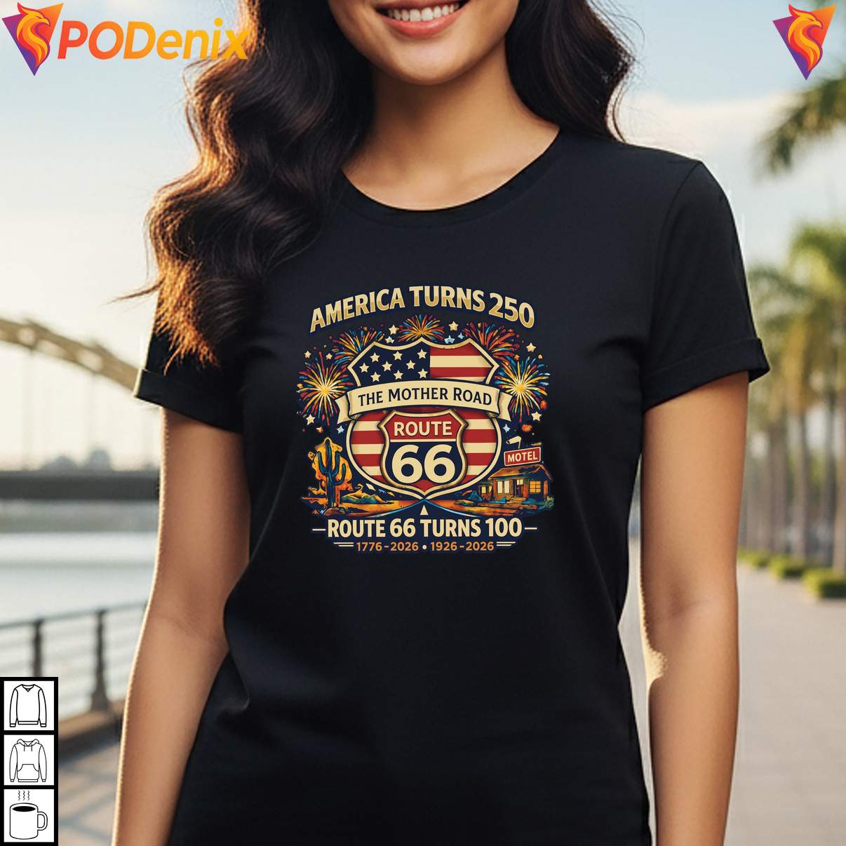 Patriotic Road Trip Route 66 Shirt America 250 USA 250th Anniversary Graphic