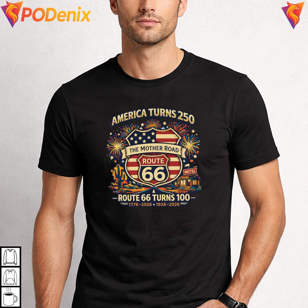 Patriotic Road Trip Route 66 Tee America 250 USA 250th Anniversary Graphic Patriotic Road Trip Route 66 Tee America 250 USA 250th Anniversary Graphic