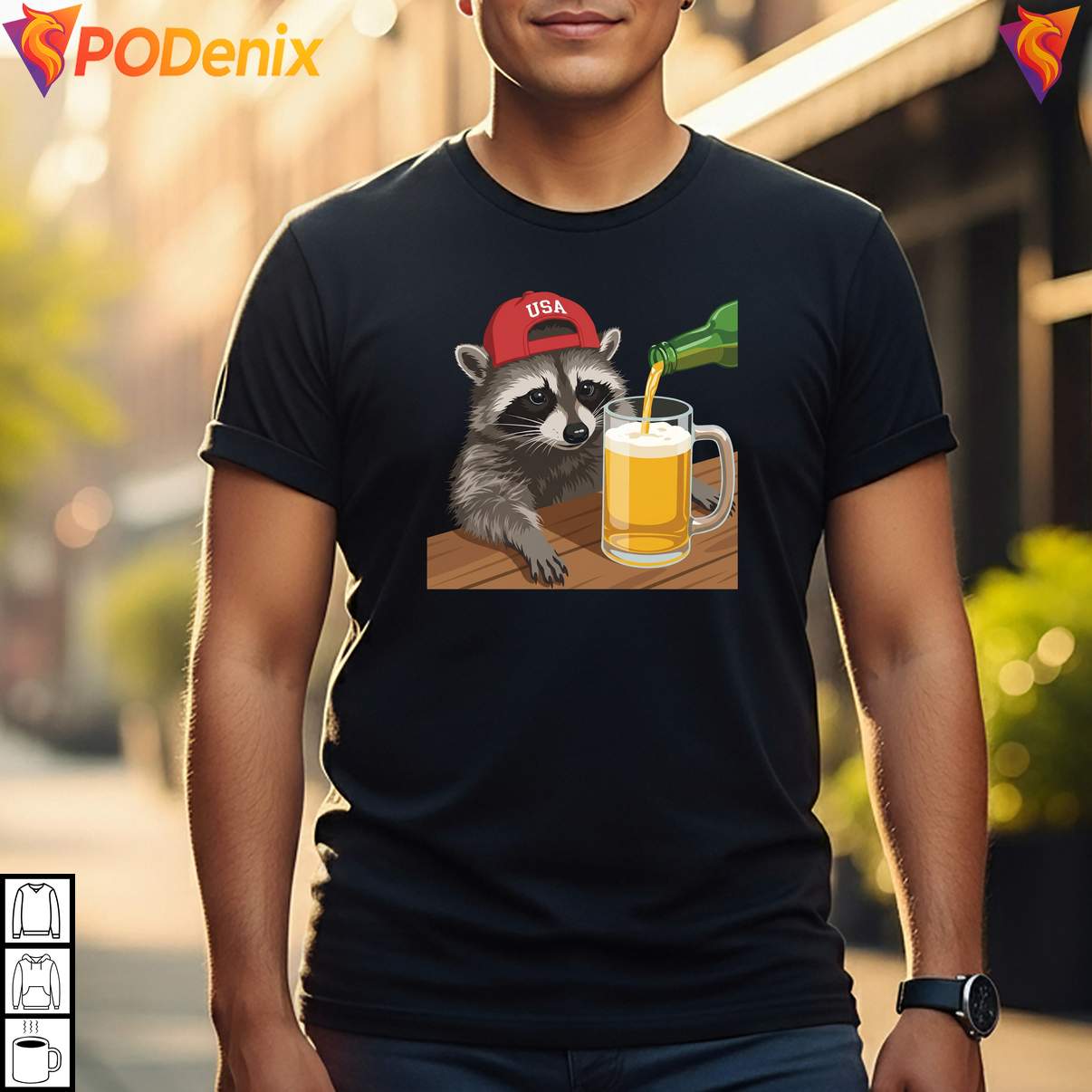 Patriotic USA Raccoon Beer T-Shirt Funny Animal Meme Graphic Design For Mens Patriotic USA Raccoon Beer T-Shirt Funny Animal Meme Graphic Design For Mens