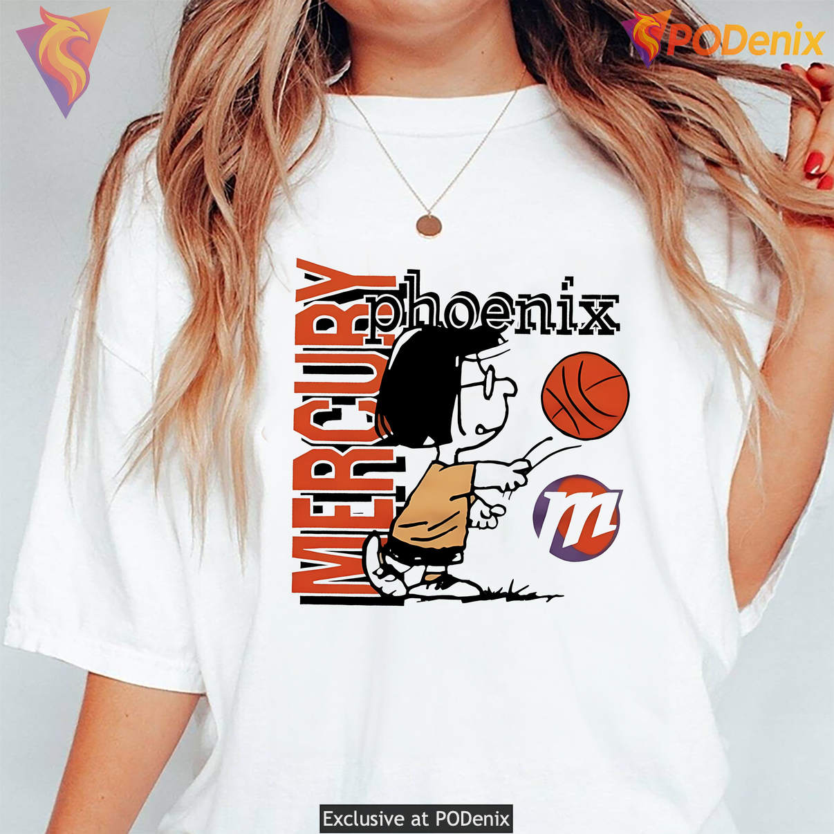 Peanuts Marcie Phoenix Mercury Shirt Basketball Cartoon Fan Graphic For Women