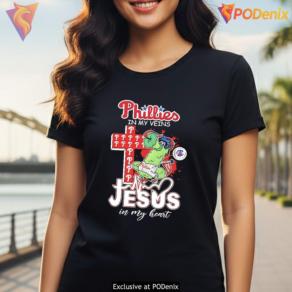 Phillies Jesus In My Heart Shirt 2026 Mascot In My Veins Baseball Graphic