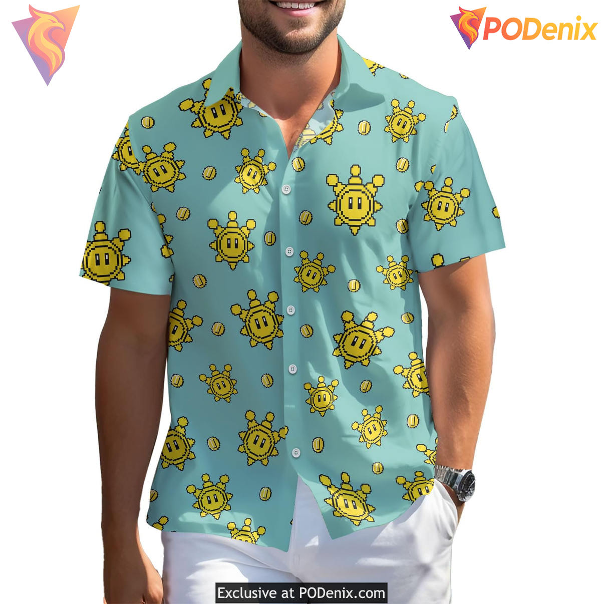 Pixel Sun Anime Egghead Hawaiian Shirt 2026 Game Character Tropical Fan Gear