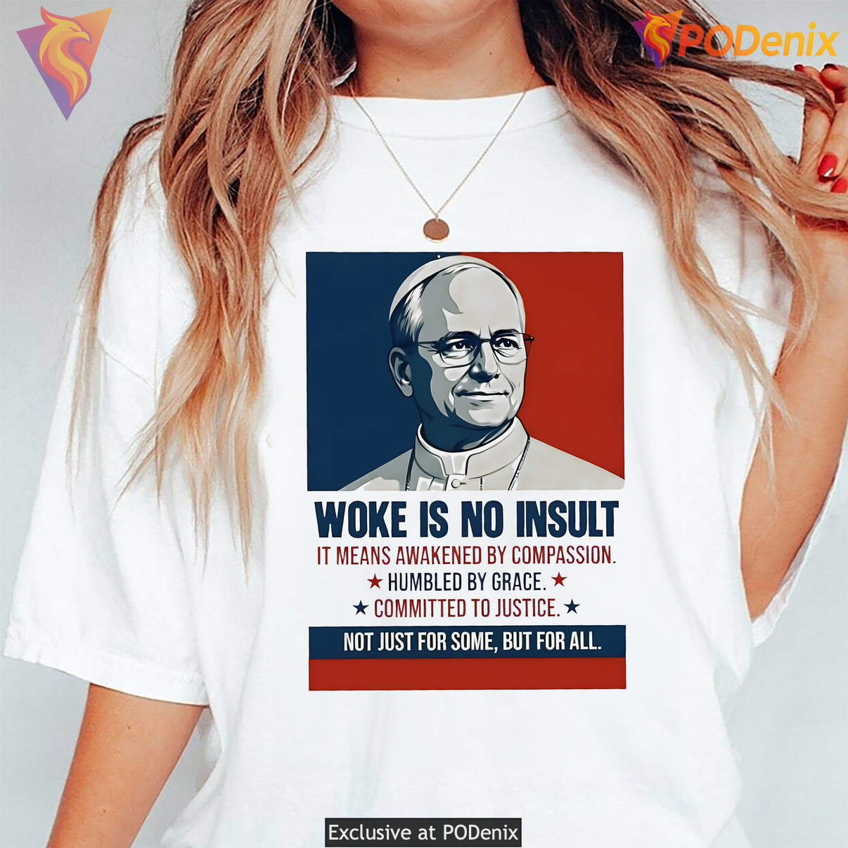 Pope Leo XIV Woke Is No Insult T-Shirt Awakened By Compassion Graphic For Mens Pope Leo XIV Woke Is No Insult T-Shirt Awakened By Compassion Graphic For Mens
