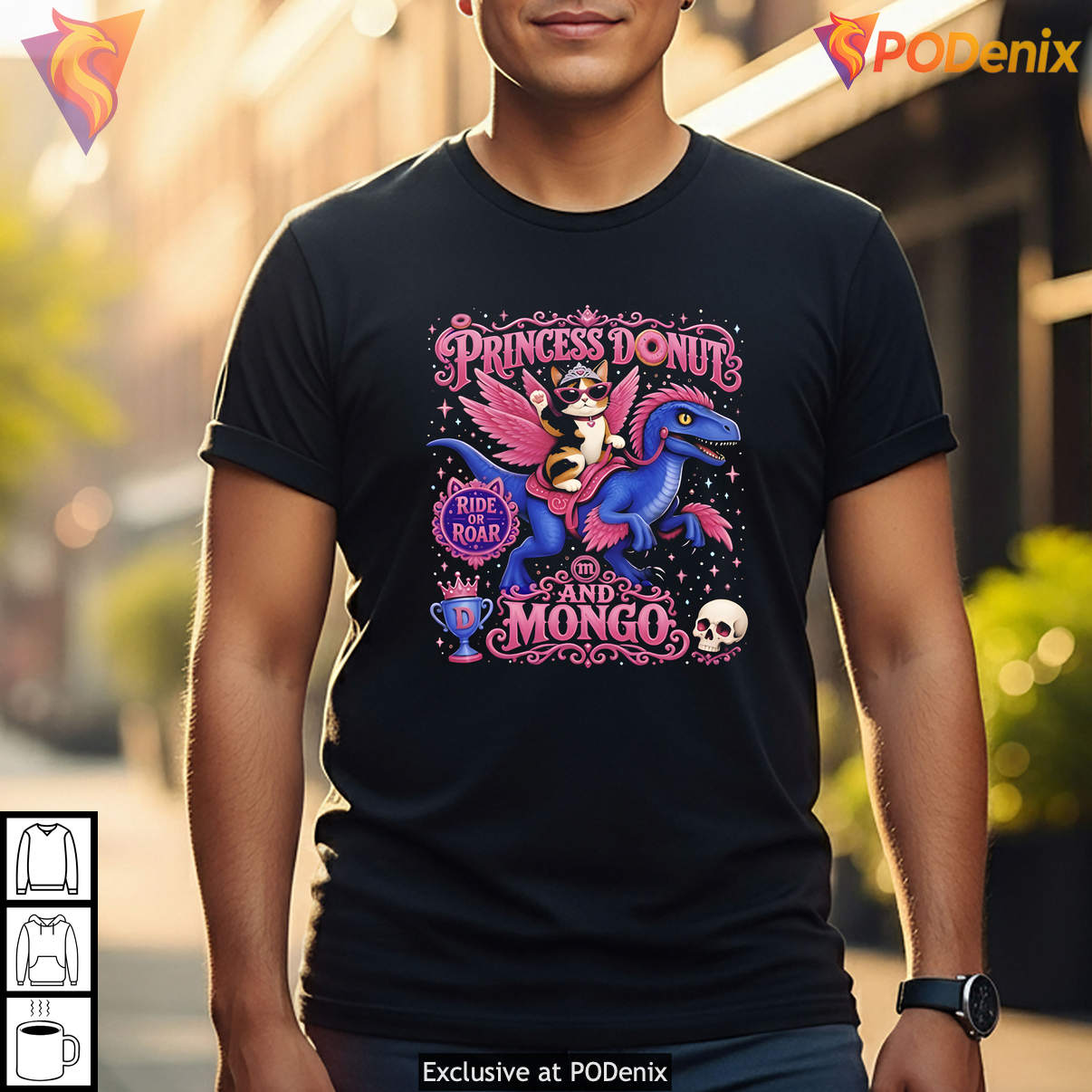 Princess Donut Mongo Ride Or Roar Funny Graphic Humor Casual Mens Shirt Princess Donut Mongo Ride Or Roar Funny Graphic Humor Casual Mens Shirt