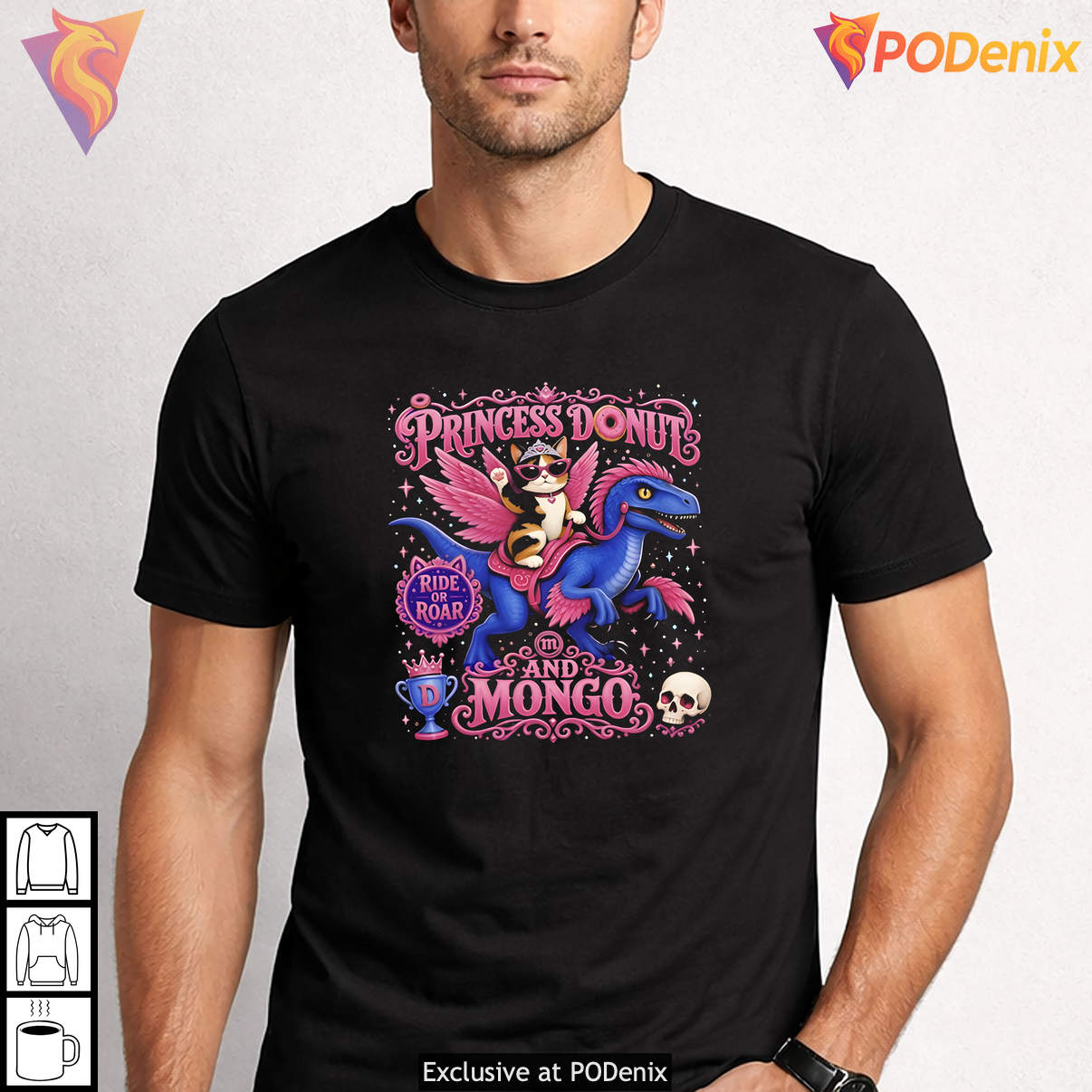Princess Donut Mongo Ride Or Roar Funny Graphic Humor Casual Mens T-Shirt Princess Donut Mongo Ride Or Roar Funny Graphic Humor Casual Mens T-Shirt
