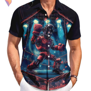 Robot Boxing Tropical Hawaiian Shirt 2026 Funny Casual Beach Vacation Apparel