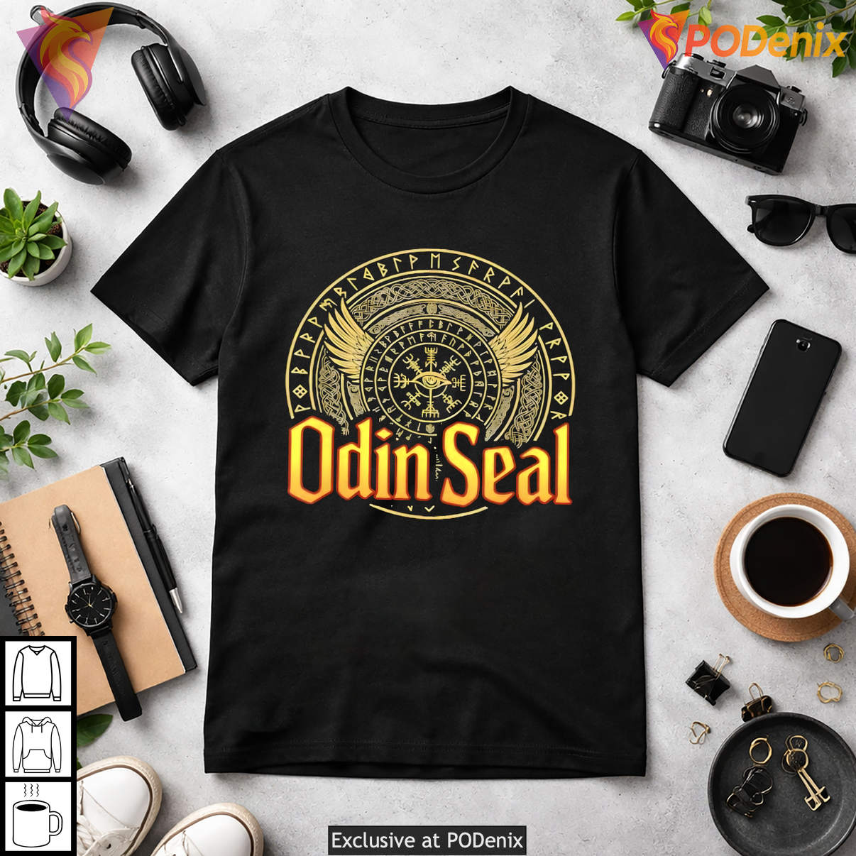Rune Circle Odin Seal Norse Symbol Design Viking Graphic Fan Apparel Mens Shirt