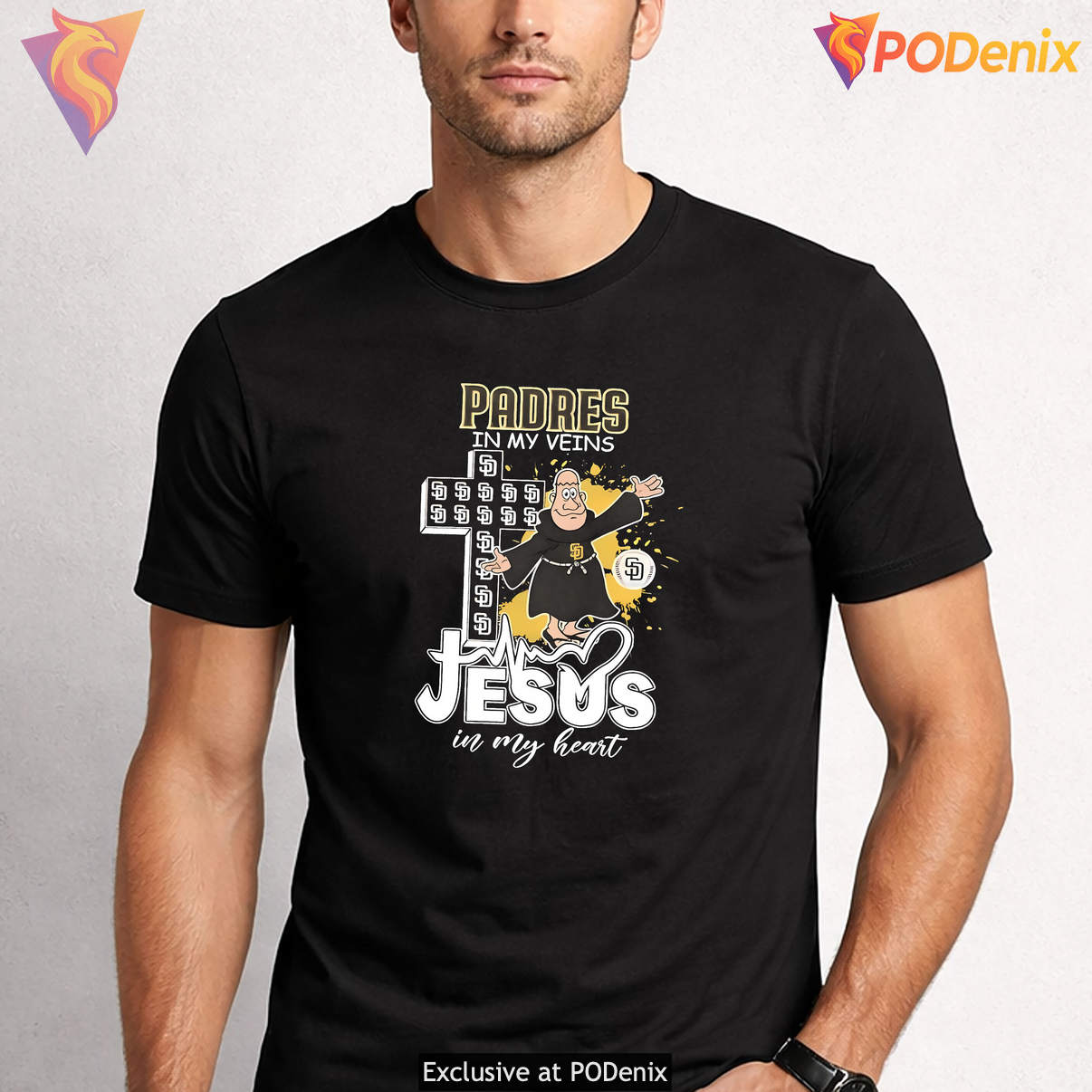 San Diego Padres In My Veins Shirt 2026 Jesus In My Heart Mascot Graphic Fan