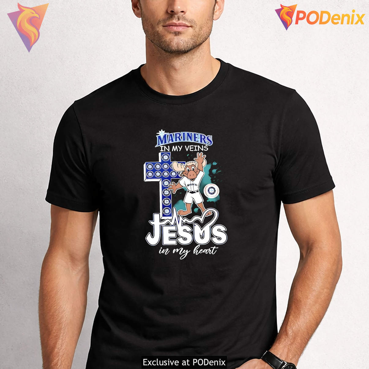 Seattle Mariners Mascot Baseball Tshirt In My Veins Jesus In My Heart Graphic Seattle Mariners Mascot Baseball Tshirt In My Veins Jesus In My Heart Graphic