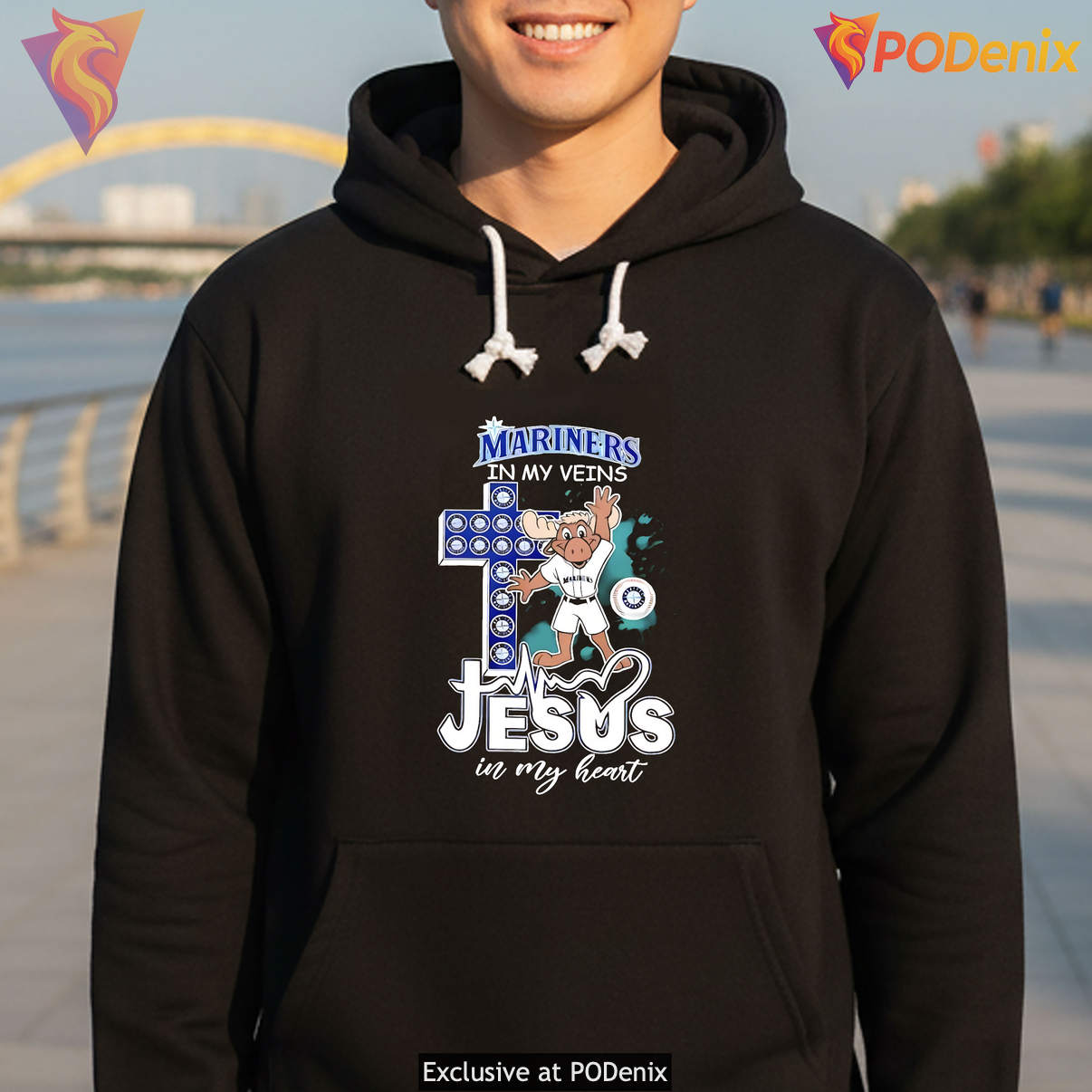 Seattle Mariners Mascot Baseball Tee In My Veins Jesus In My Heart Graphic Seattle Mariners Mascot Baseball Tee In My Veins Jesus In My Heart Graphic