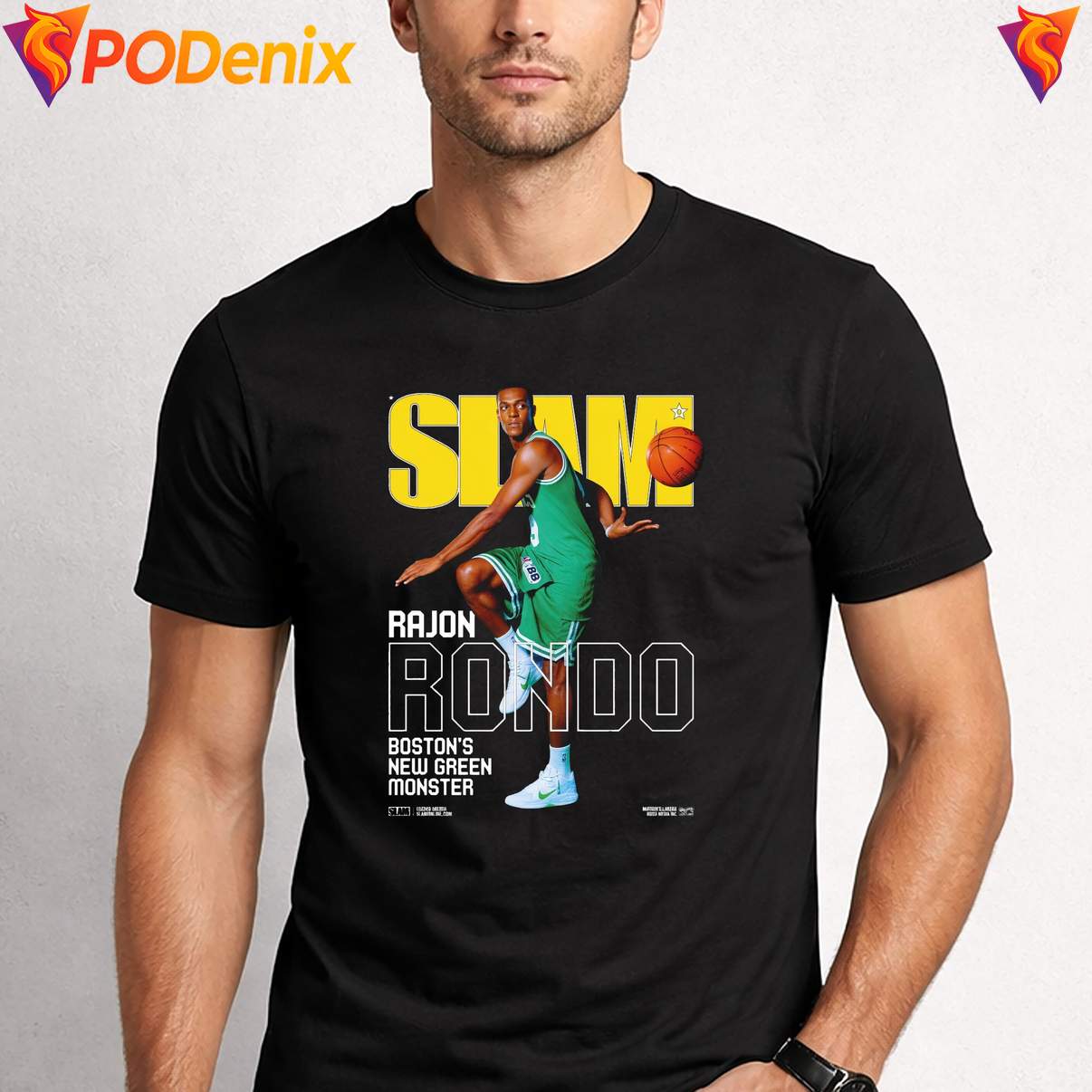 Slam Rajon Rondo Green Monster Shirt Bostons Basketball Fan Graphic For Men