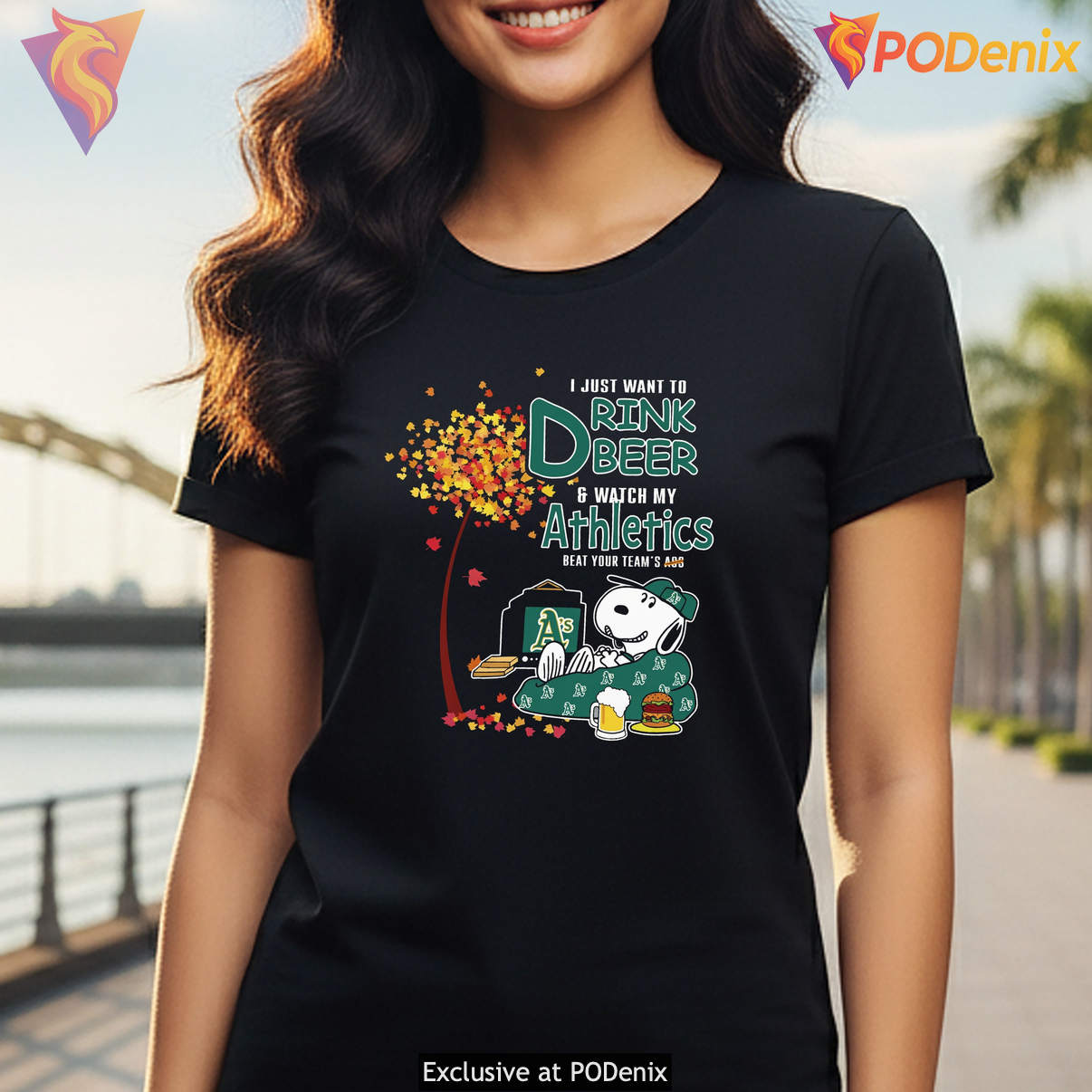 Snoopy Drink Beer Athletics Shirt Watch My Oakland Beat Your Team Fan Graphic