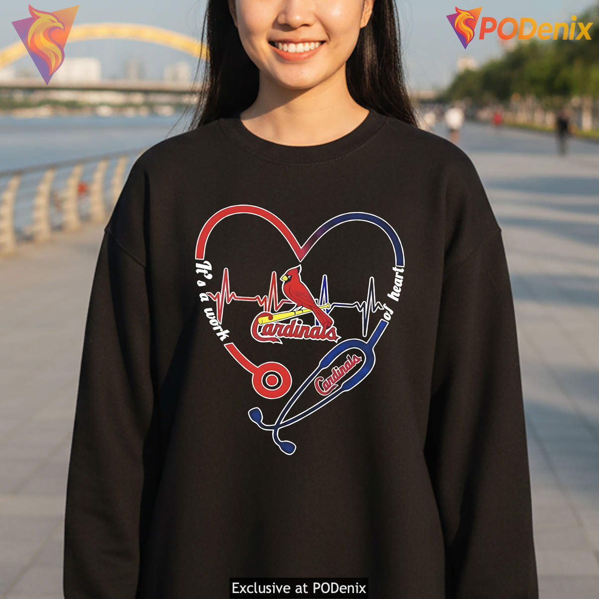 St Louis Cardinals Stethoscope Fan Shirt Heartbeat Work Of Heart Graphic