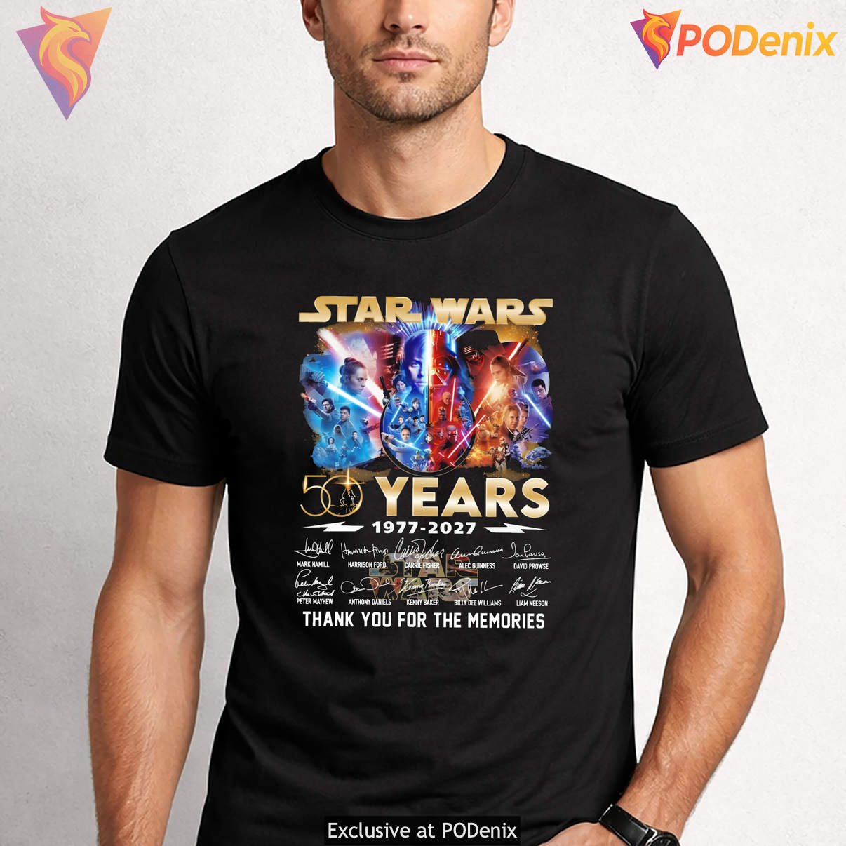 Star Wars 50 Years 1977 2027 Shirt Thank You For Memories Signatures Graphic