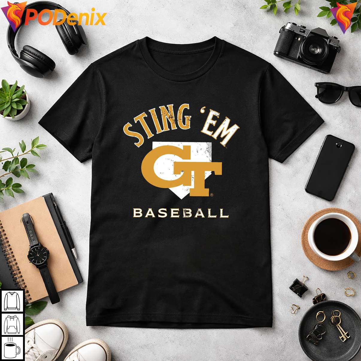Sting Em Home Plate Baseball T-Shirt Georgia Tech Yellow Jackets Fan Graphic Sting Em Home Plate Baseball T-Shirt Georgia Tech Yellow Jackets Fan Graphic