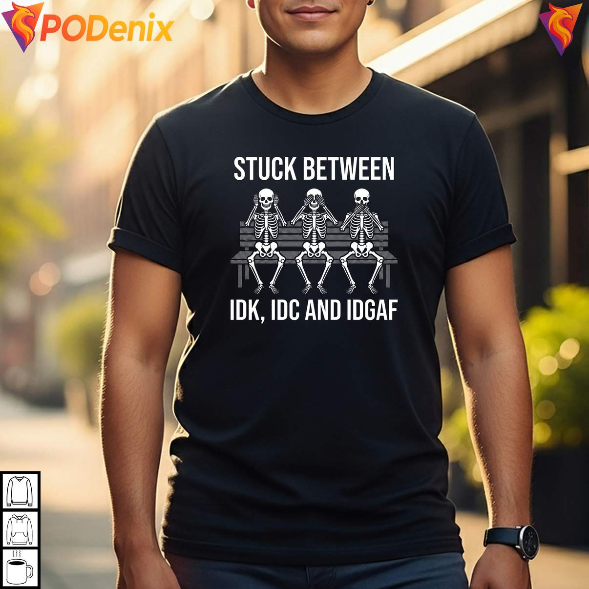 Stuck Between Idk Idc Idgaf T-Shirt Funny Sarcastic Skull Meme Graphic For Men Stuck Between Idk Idc Idgaf T-Shirt Funny Sarcastic Skull Meme Graphic For Men
