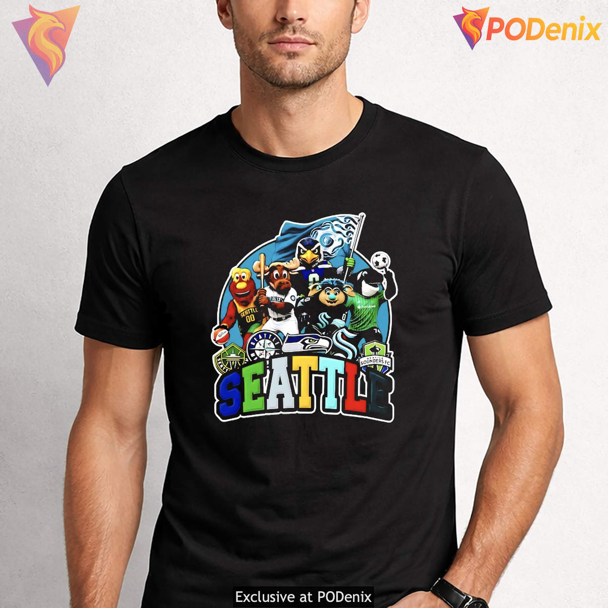 Teams Of Seattle Sports Shirt City Logos And Mascots Graphic Design For Fans