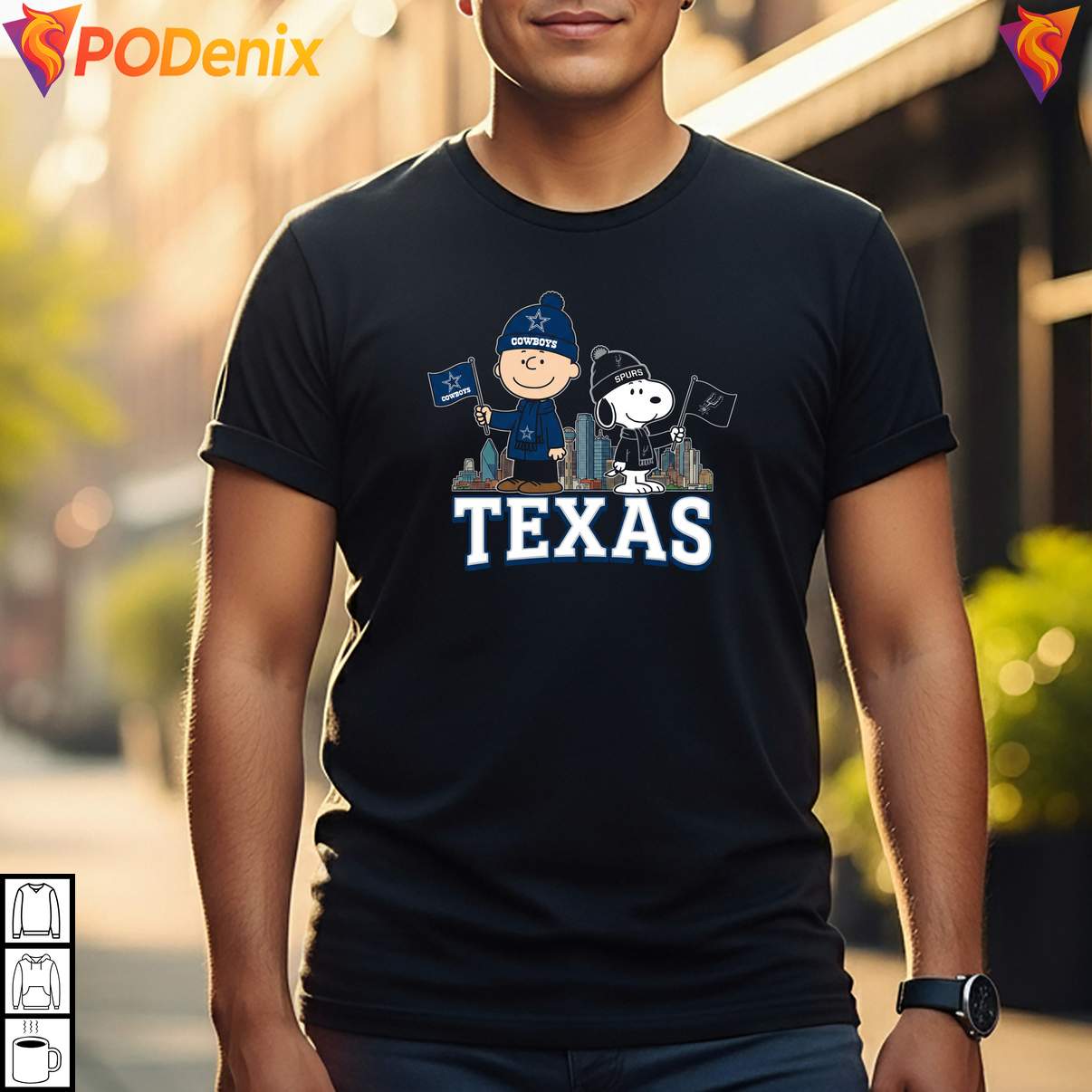 Texas City Sports Fist Bump Shirt Snoopy Cowboys Spurs Basketball Graphic Men