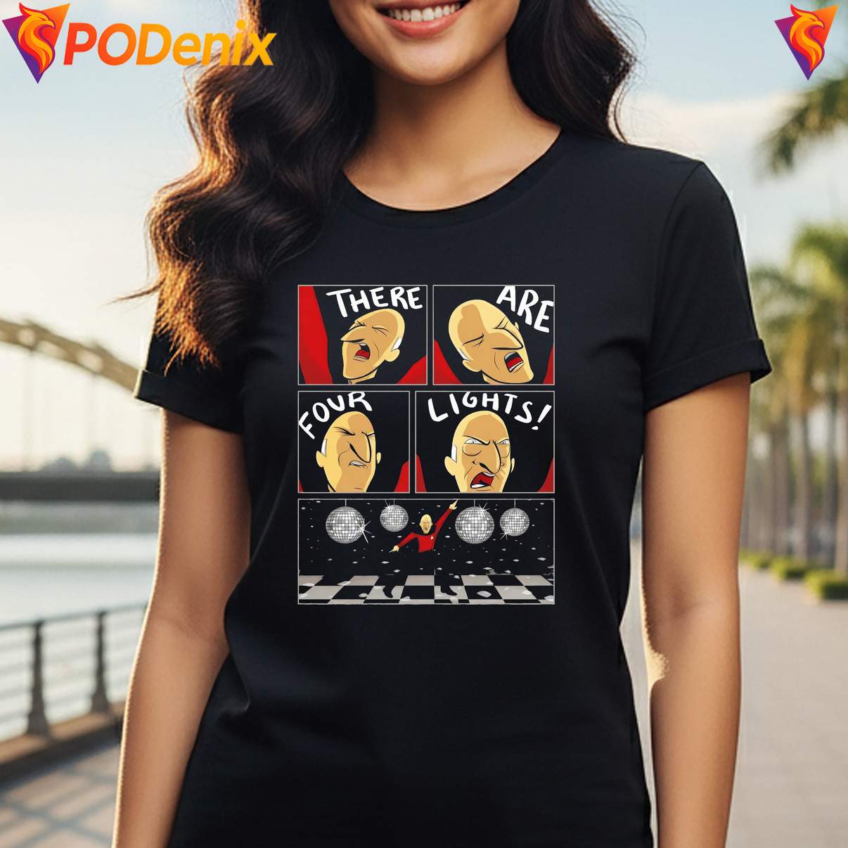 There Are Four Lights Cartoon Shirt Funny Sci Fi Parody Graphic Design Men