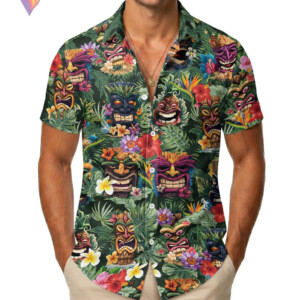Tiki Mask Game Character Hawaiian Shirt 2026 Tropical Summer Beach Fan Apparel