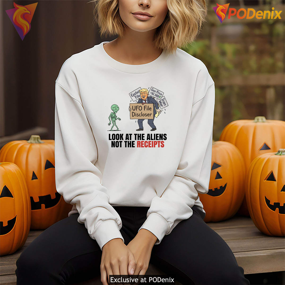Trump UFO File Disclosure Shirt Look At Aliens Not The Receipts Political Fan
