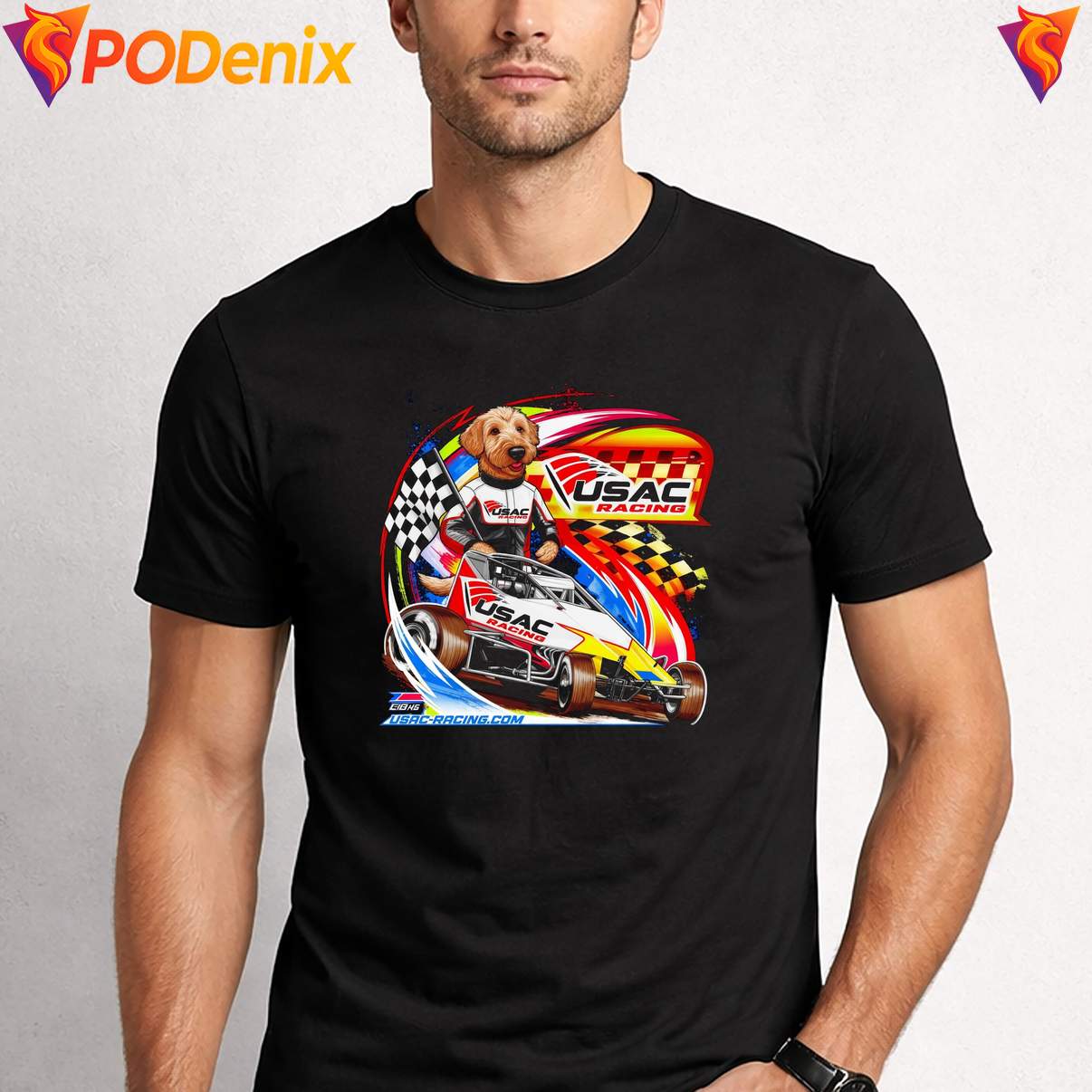 USAC Sprint Paws Graphic Shirt Funny Motorsport Racing Fan Design For Mens